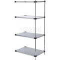 Global Equipment Nexel    4 Tier Shelving Add-On Unit, Solid Galvanized Steel, 60"Wx18"Dx86"H 189960